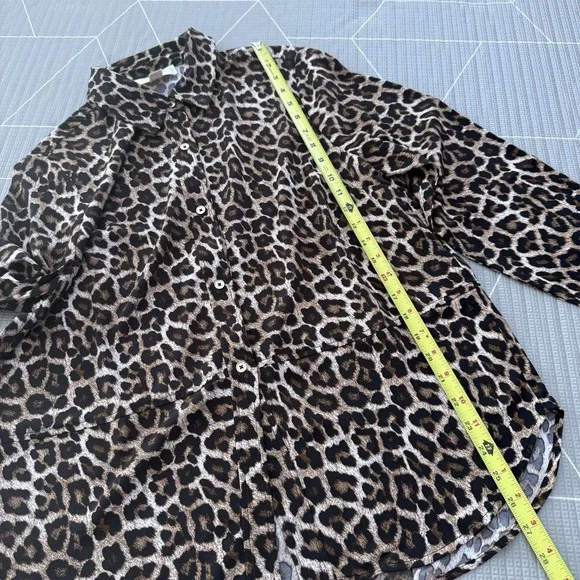 Michael Kors Leopard Cat Print Button Down Blouse L Career Evening retro punk - Picture 9 of 9
